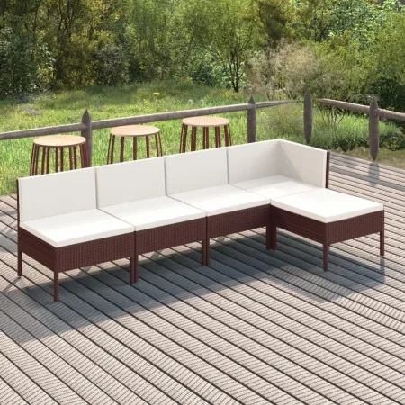 5-piece garden furniture set and brown synthetic rattan cushions by vidaXL, Garden sets - Ref: Foro24-3094367, Price: 352,87 ...