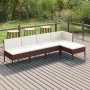 5-teiliges Gartenmöbel-Set und braune Kissen aus synthetischem Rattan von vidaXL, Gartensets - Ref: Foro24-3094367, Preis: 35...