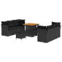 Conjunto de sofá de jardín de 9 piezas con cojines negro poliratán acacia | Foro24.es | Tu tienda online para hogar, jardín y más Foro24.es