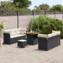 Juego de Sofá de Jardín de 9 Piezas con Cojines Negro Poliratán Acacia | Foro24.es | Tu tienda online para hogar, jardín y más Foro24.es