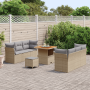 Juego de Sofá de Jardín de 9 Piezas con Cojines Beige Ratán Poliéster Acacia | Foro24.es | Tu tienda online para hogar, jardín y más Foro24.es