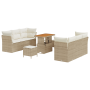 Juego de Sofá de Jardín de 9 Piezas con Cojines Beige Poliratan Acacia de , Sofás de exterior - Ref: Foro24-3363391, Precio: ...