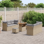 Conjunto de Sofá de Jardín de 9 Piezas con Cojines Beige de Ratán Poliéster Acacia de , Sofás de exterior - Ref: Foro24-33633...