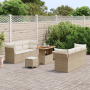 Juego de Sofá de Jardín de 9 Piezas con Cojines Beige Poliratan Acacia de , Sofás de exterior - Ref: Foro24-3363391, Precio: ...
