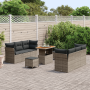 Juego de Sofá de Jardín de 9 Piezas con Cojines Gris Poliratán Acacia | Foro24.es | Tu tienda online para hogar, jardín y más Foro24.es