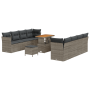 Conjunto de sofá de jardín  de 11 piezas con cojines gris ratán polimérico acacia | Foro24.es | Tu tienda online para hogar, jardín y más Foro24.es