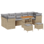 Conjunto de 10 Piezas de Sofás de Jardín con Cojines Beige Ratán Sintético Acacia de , Sofás de exterior - Ref: Foro24-336342...