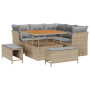 Juego de Sofás de Jardín de 8 Piezas con Cojines Beige Poliratán Acacia de , Sofás de exterior - Ref: Foro24-3363427, Precio:...