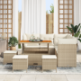 Juego de Sofá de Jardín de 9 Piezas con Cojines Beige de Ratán Polímero Acacia de , Sofás de exterior - Ref: Foro24-3363441, ...