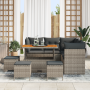 Juego de Sofá de Jardín de 9 Piezas con Cojines Gris Poliratán Acacia de , Sofás de exterior - Ref: Foro24-3363443, Precio: 5...