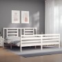 Weißer Massivholzbettrahmen mit Kopfteil 200x200 cm von vidaXL, Betten und Lattenroste - Ref: Foro24-3194722, Preis: 155,79 €...