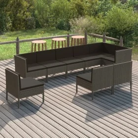 9-piece garden furniture set and gray synthetic rattan cushions by vidaXL, Garden sets - Ref: Foro24-3094406, Price: 807,19 €...