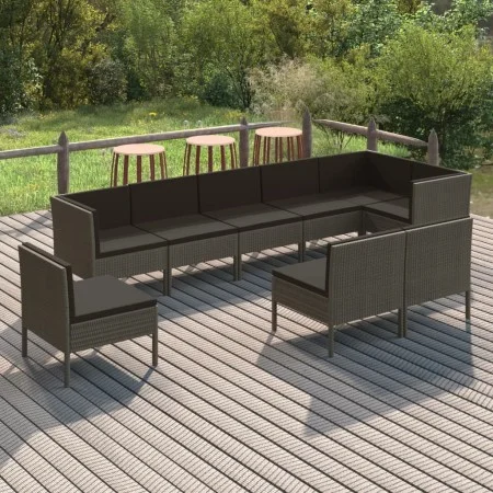 9-teiliges Gartenmöbel-Set und graue synthetische Rattankissen von vidaXL, Gartensets - Ref: Foro24-3094406, Preis: 807,19 €,...