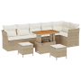Conjunto de Sofás de Jardín de 9 Piezas con Cojines Beige Poliratán Acacia de , Sofás de exterior - Ref: Foro24-3363456, Prec...