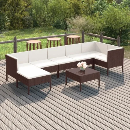 Garden furniture set 8 pieces and brown synthetic rattan cushions by vidaXL, Garden sets - Ref: Foro24-3094411, Price: 572,89...