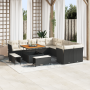 Conjunto de Sofá de Jardín de 13 Piezas con Cojines Ratán de Poliéster Negro Acacia | Foro24.es | Tu tienda online para hogar, jardín y más Foro24.es