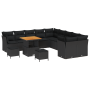 Set de Sofás de Jardín de 13 Piezas con Cojines Negro Ratán Poliéster Acacia de , Sofás de exterior - Ref: Foro24-3363489, Pr...