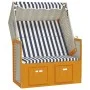 Beach chair Strandkorb canopy synthetic rattan wood white blue by vidaXL, Loungers - Ref: Foro24-318655, Price: 206,16 €, Dis...