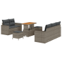 Conjunto Sofá Jardín 8 Piezas Con Cojines Gris Ratán Polímero Acacia de , Sofás de exterior - Ref: Foro24-3363513, Precio: 55...