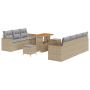 Conjunto de Sofás de Jardín de 10 Piezas con Cojines Beige Poliratán Acacia de , Sofás de exterior - Ref: Foro24-3363532, Pre...