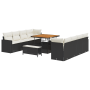 Set de Sofá de Jardín de 11 Piezas con Cojines Ratán Poliéster Negro de , Sofás de exterior - Ref: Foro24-3363545, Precio: 82...