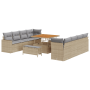 Juego de Sofá de Jardín de 11 Piezas con Cojines Beige Poli Ratán Acacia de , Sofás de exterior - Ref: Foro24-3363547, Precio...