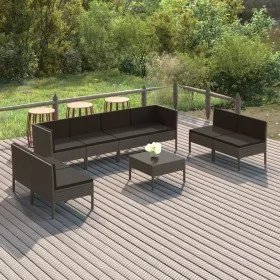 Garden furniture set 9 pieces and gray synthetic rattan cushions by vidaXL, Garden sets - Ref: Foro24-3094362, Price: 770,75 ...