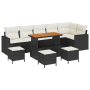 Conjunto de Sofás de Jardín de 10 Piezas con Cojines Negro Poliratán Acacia de , Sofás de exterior - Ref: Foro24-3363590, Pre...