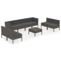 Gartenmöbelset 9-tlg. und Kissen Kunststoff Rattan grau von vidaXL, Gartensets - Ref: Foro24-3094362, Preis: 782,30 €, Rabatt: %