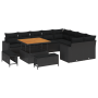 Juego de Sofá de Jardín de 12 Piezas con Cojines Negro Poliratán Acacia de , Sofás de exterior - Ref: Foro24-3363594, Precio:...