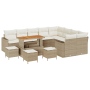 Juego de Sofá de Jardín de 13 Piezas con Cojines Beige Ratán Poliléster Acacia de , Sofás de exterior - Ref: Foro24-3363611, ...