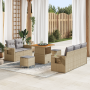 Juego de Sofás de Jardín de 8 piezas con Cojines Beige Ratán Poliéster Acacia de , Sofás de exterior - Ref: Foro24-3363637, P...