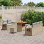 Juego de Sofás de Jardín de 8 piezas con Cojines Beige Ratán Poliéster Acacia de , Sofás de exterior - Ref: Foro24-3363637, P...