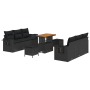 Conjunto de Sofá de Jardín de 9 Piezas con Cojines Negro de Poliratán Acacia de , Sofás de exterior - Ref: Foro24-3363649, Pr...
