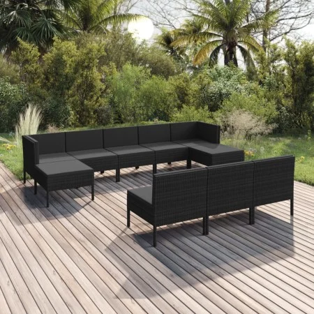 Gartenmöbel-Set 10 Stück schwarze synthetische Rattankissen von vidaXL, Gartensets - Ref: Foro24-3094569, Preis: 682,68 €, Ra...