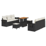 Conjunto de Sofá de Jardín de 9 piezas con Cojines Poliratán Negro Acacia de , Sofás de exterior - Ref: Foro24-3363650, Preci...