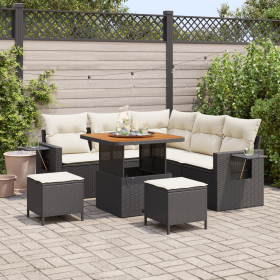 Conjunto de Sofás de Jardín de 8 Piezas con Cojines en Negro de Poliratán de de , Sofás de exterior - Ref: Foro24-3363690, Pr...