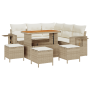 Conjunto de Sofá de Jardín de 9 Piezas con Cojines Beige Ratán Poliéster Acacia de , Sofás de exterior - Ref: Foro24-3363701,...