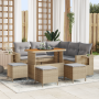 Set de Sofá de Jardín de 9 Piezas con Cojines Beige Poliratán Acacia de , Sofás de exterior - Ref: Foro24-3363702, Precio: 65...