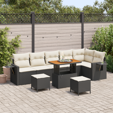 Conjunto de Sofá de Jardín de 9 Piezas con Cojines Negro Poliratán Acacia de , Sofás de exterior - Ref: Foro24-3363715, Preci...