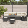 Conjunto de Sofá de Jardín de 9 Piezas con Cojines Negro Poliratán Acacia de , Sofás de exterior - Ref: Foro24-3363715, Preci...