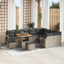 Conjunto de Sofá de Jardín de 12 piezas con cojines, Gris, Poliratán, Acacia de , Sofás de exterior - Ref: Foro24-3363733, Pr...