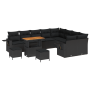 Conjunto de Sofá de Jardín de 12 Piezas con Cojines Negro de Poliratán Acacia de , Sofás de exterior - Ref: Foro24-3363734, P...