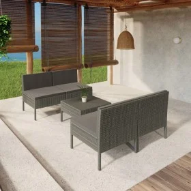 5-piece garden furniture set and gray synthetic rattan cushions by vidaXL, Garden sets - Ref: Foro24-3094310, Price: 315,41 €...
