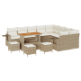 Conjunto de Sofá de Jardín de 13 Piezas con Cojines Beige Ratán Poliacacia de , Sofás de exterior - Ref: Foro24-3363741, Prec...