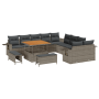 Conjunto de sofá de jardín de 13 piezas con cojines gris poliratán acacia de , Sofás de exterior - Ref: Foro24-3363748, Preci...