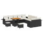 Set de Sofá para Jardín de 13 Piezas con Cojines Poliratán Negro Acacia de , Sofás de exterior - Ref: Foro24-3363750, Precio:...