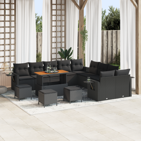 Juego de Sofás de Jardín de 14 Piezas con Cojines Negro Poliratán Acacia de , Sofás de exterior - Ref: Foro24-3363759, Precio...