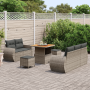 Conjunto de Sofá de Jardín de 8 Piezas con Cojines Gris Ratán Poliéster Acacia de , Sofás de exterior - Ref: Foro24-3363768, ...