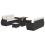 Conjunto de Sofá de Jardín de 9 Piezas con Cojines de Ratán Negro Poliéster Acacia de , Sofás de exterior - Ref: Foro24-33637...